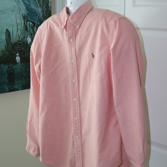 peach polo button down